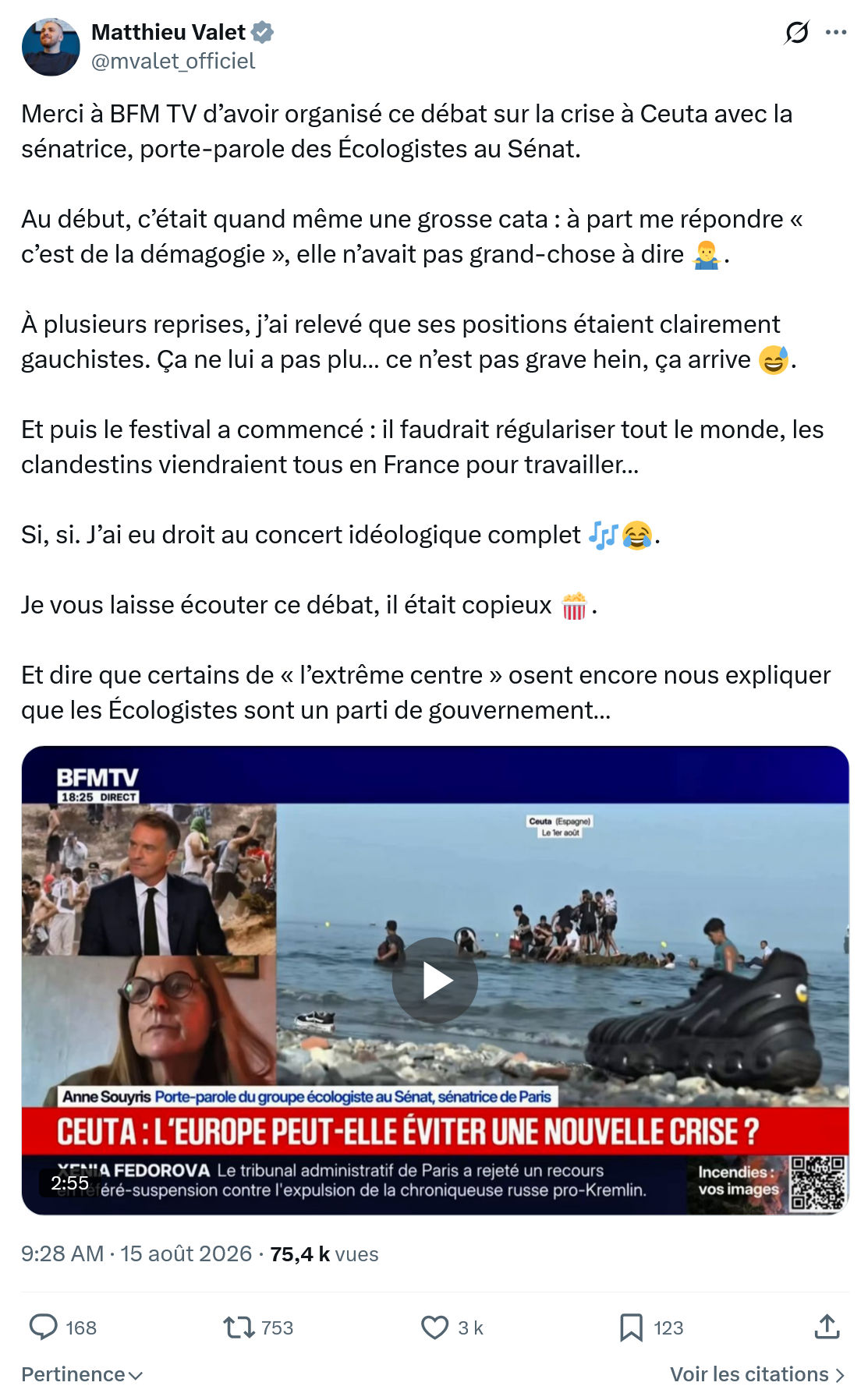 Matthieu Valet: Merci à BFM TV d’avoir organisé...