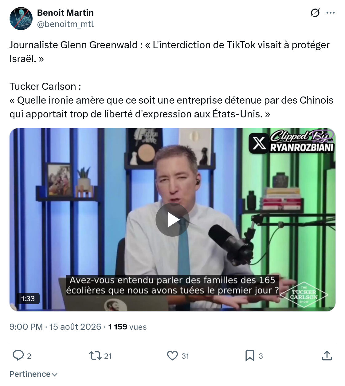 Benoît Martin: Journaliste Glenn Greenwald...
