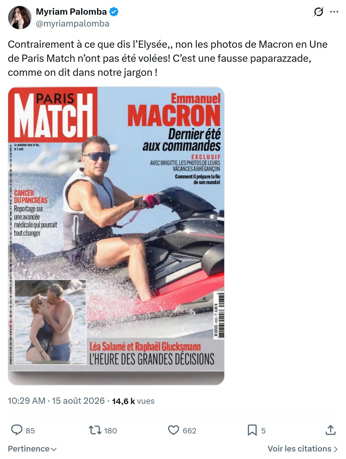 Myriam Palomba: Contrairement à ce que dis l’Elysée...