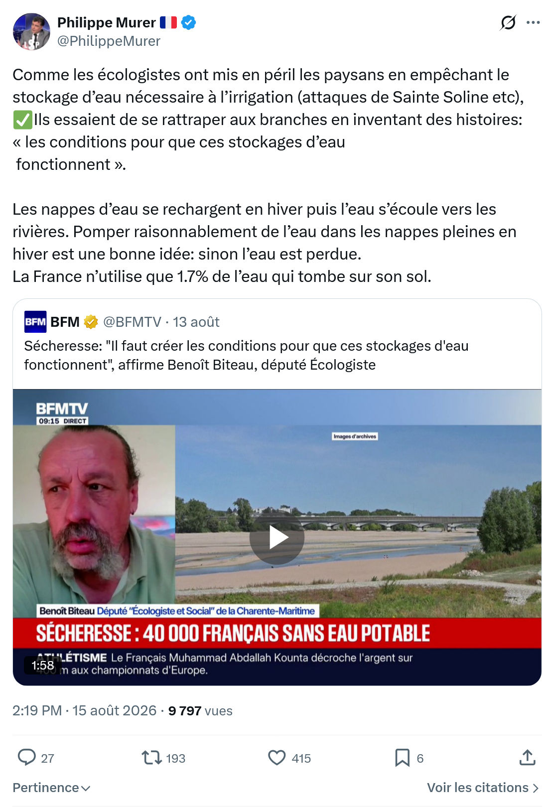 Philippe Murer: Comme les écologistes ont mis en péril...