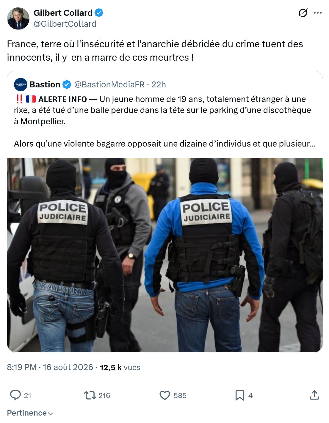Gilbert Collard: France, terre où l'insécurité...