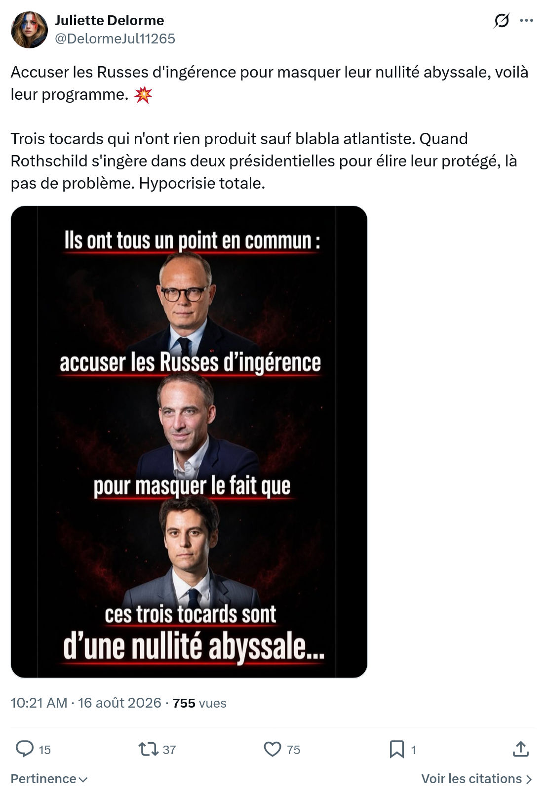 Juliette Delorme: Accuser les Russes d'ingérence...