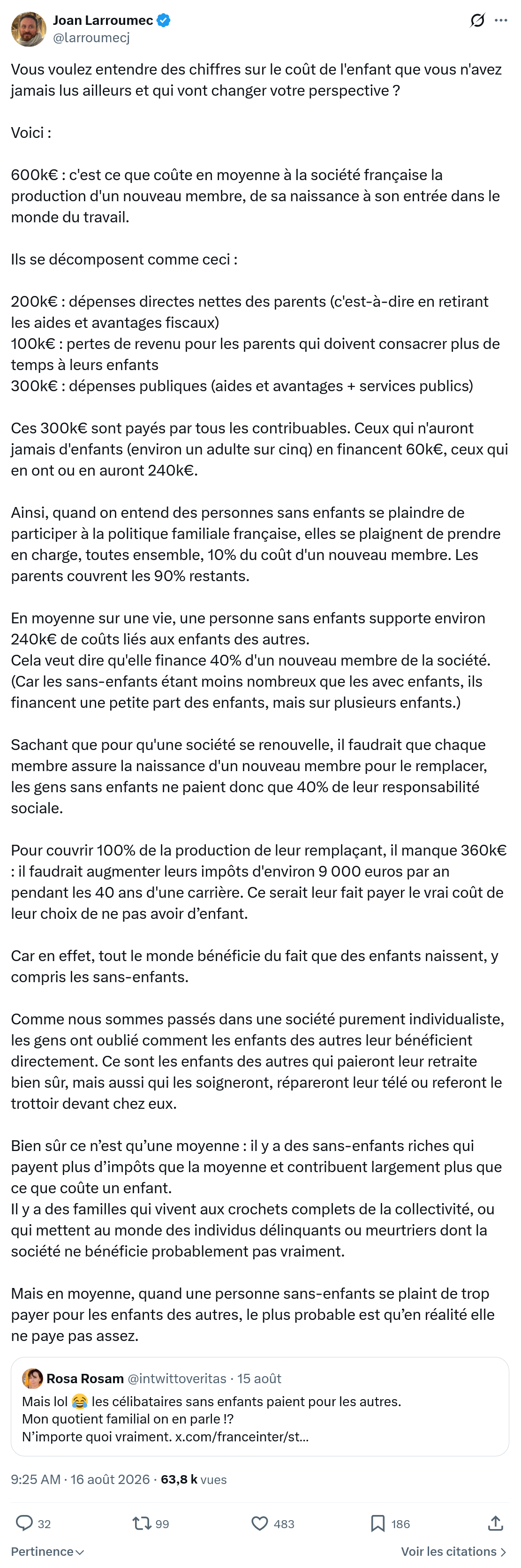 Joan Larroumec: Vous voulez entendre des chiffres...
