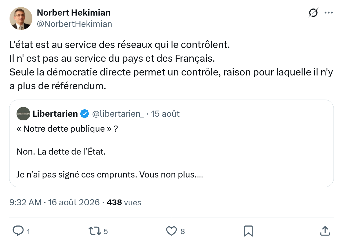 Norbert Hekimian: L'état est au service des réseaux...