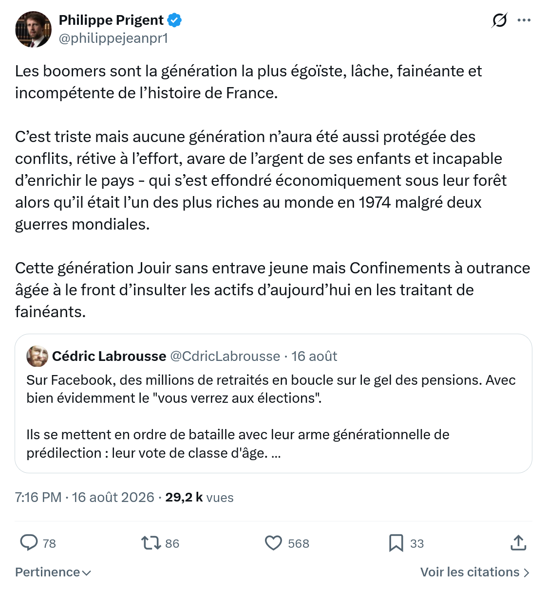 Philippe Prigent: Les boomers sont la génération...