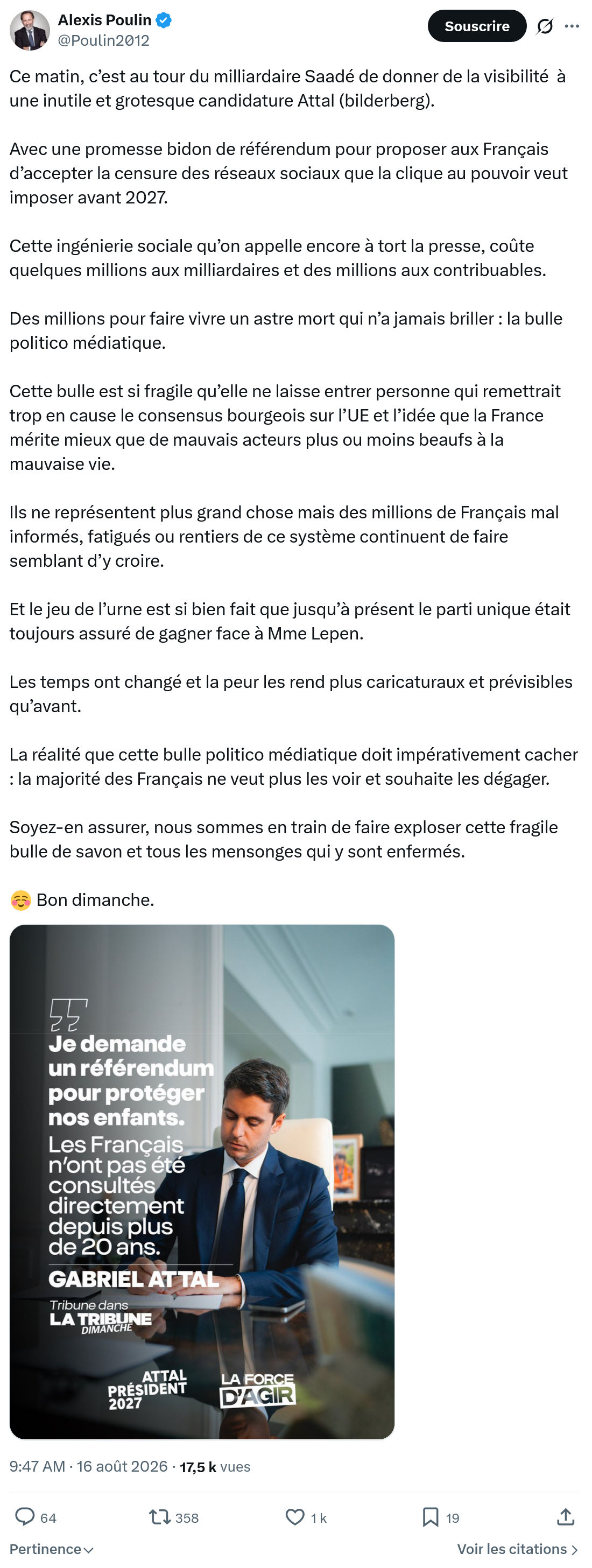 Alexis Poulin: Ce matin, c’est au tour du milliardaire...