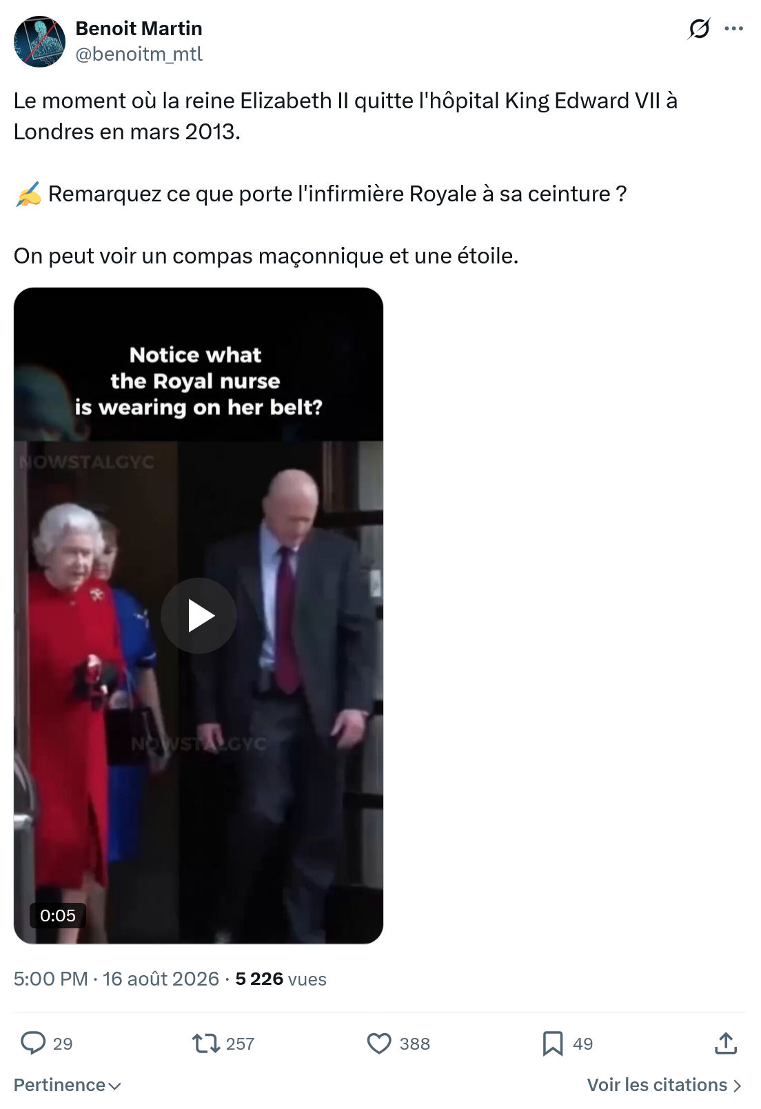 Benoît Martin: Le moment où la reine Elizabeth...