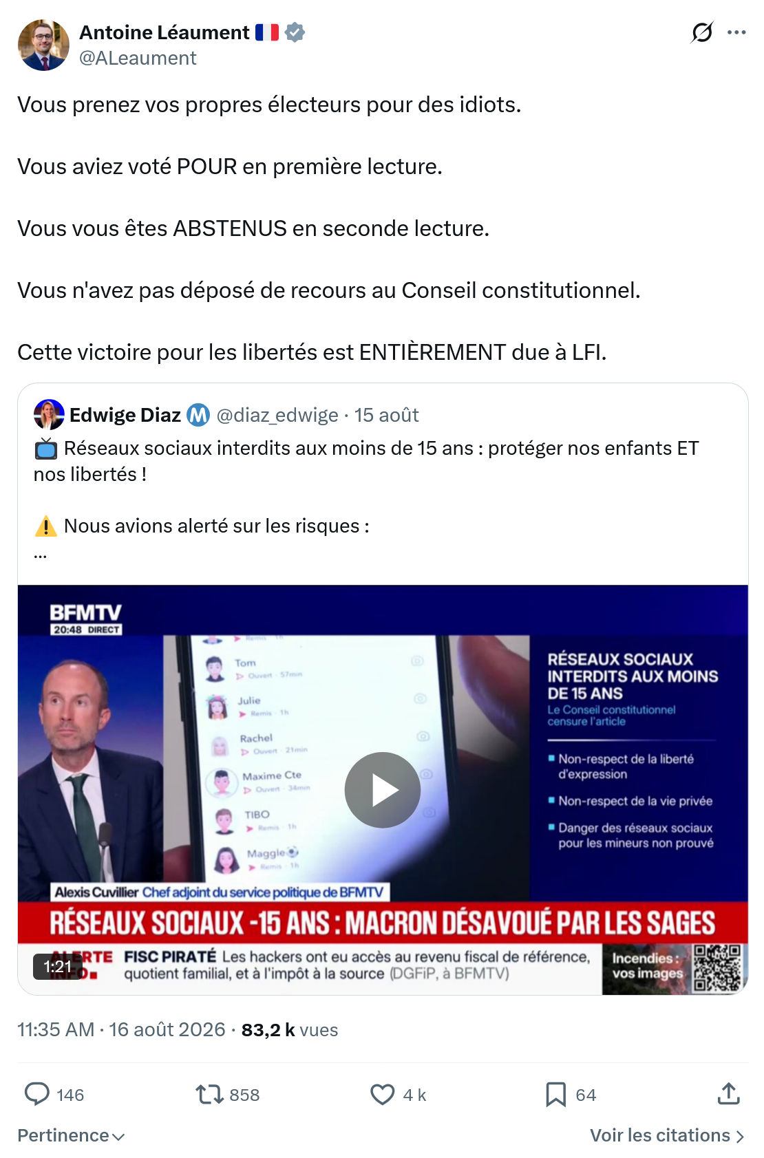 Antoine Léaument: Vous prenez vos propres...