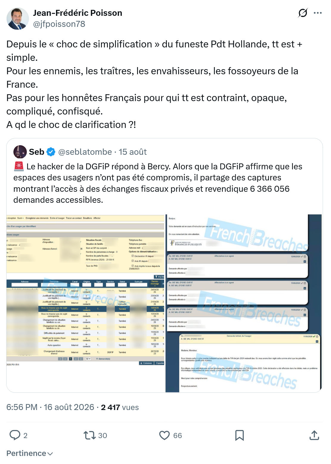 Jean-Frédéric Poisson: Depuis le « choc de simplification »...