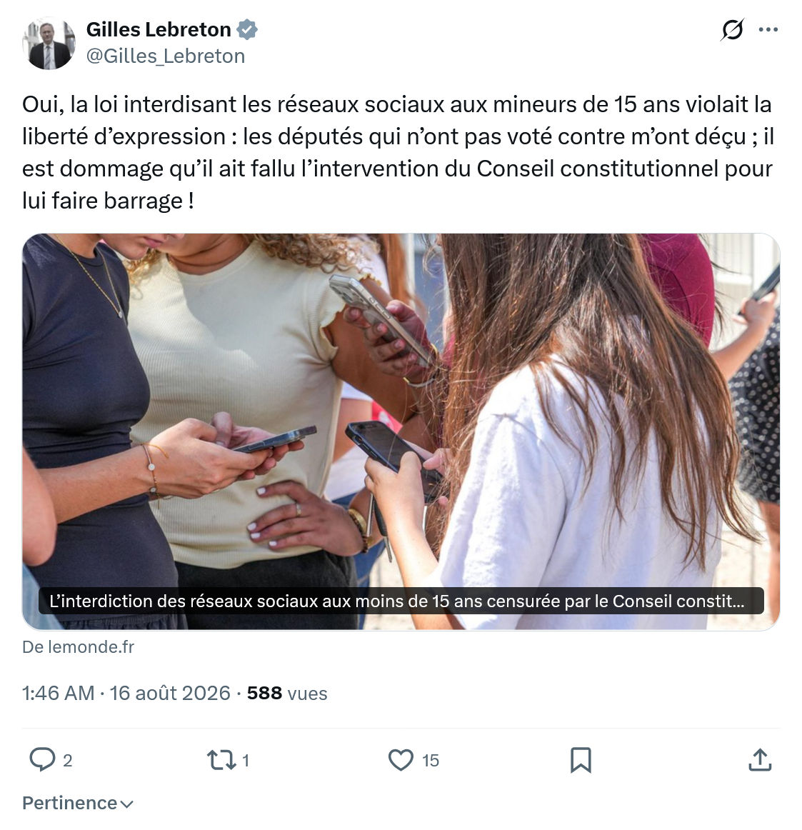 Gilles Lebreton: Oui, la loi interdisant les réseaux...
