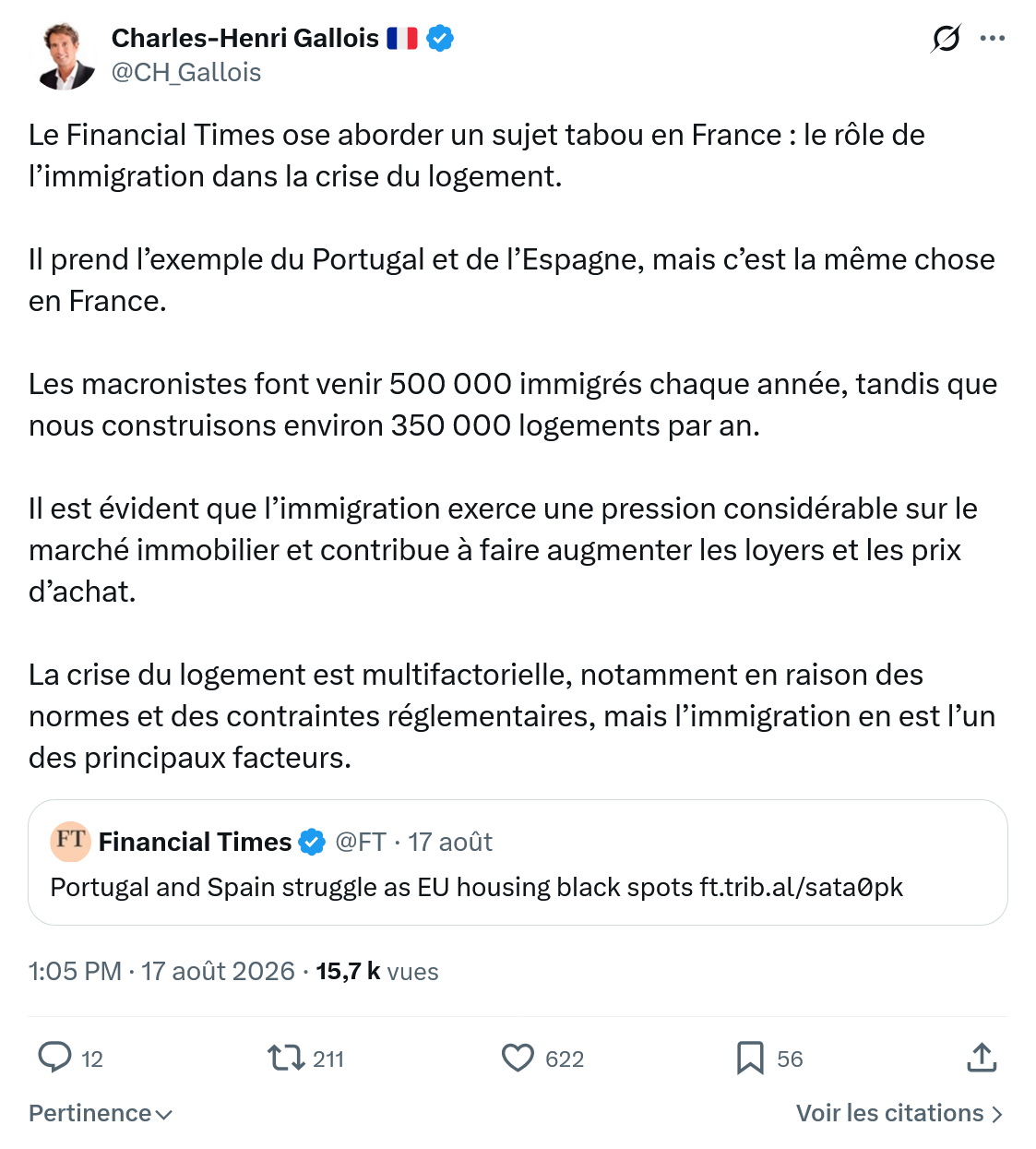 Charles-Henri Gallois: Le Financial Times ose aborder...