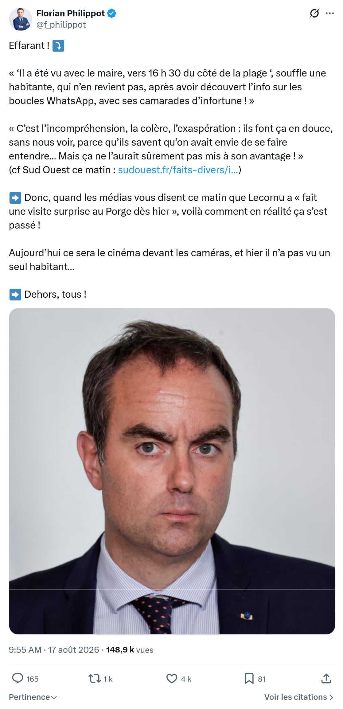 Florian Philippot: « ‘Il a été vu avec le maire...
