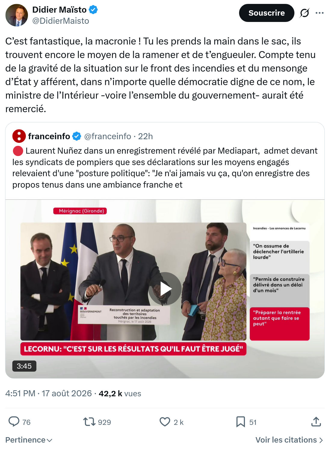 Didier Maïsto: C’est fantastique, la macronie...
