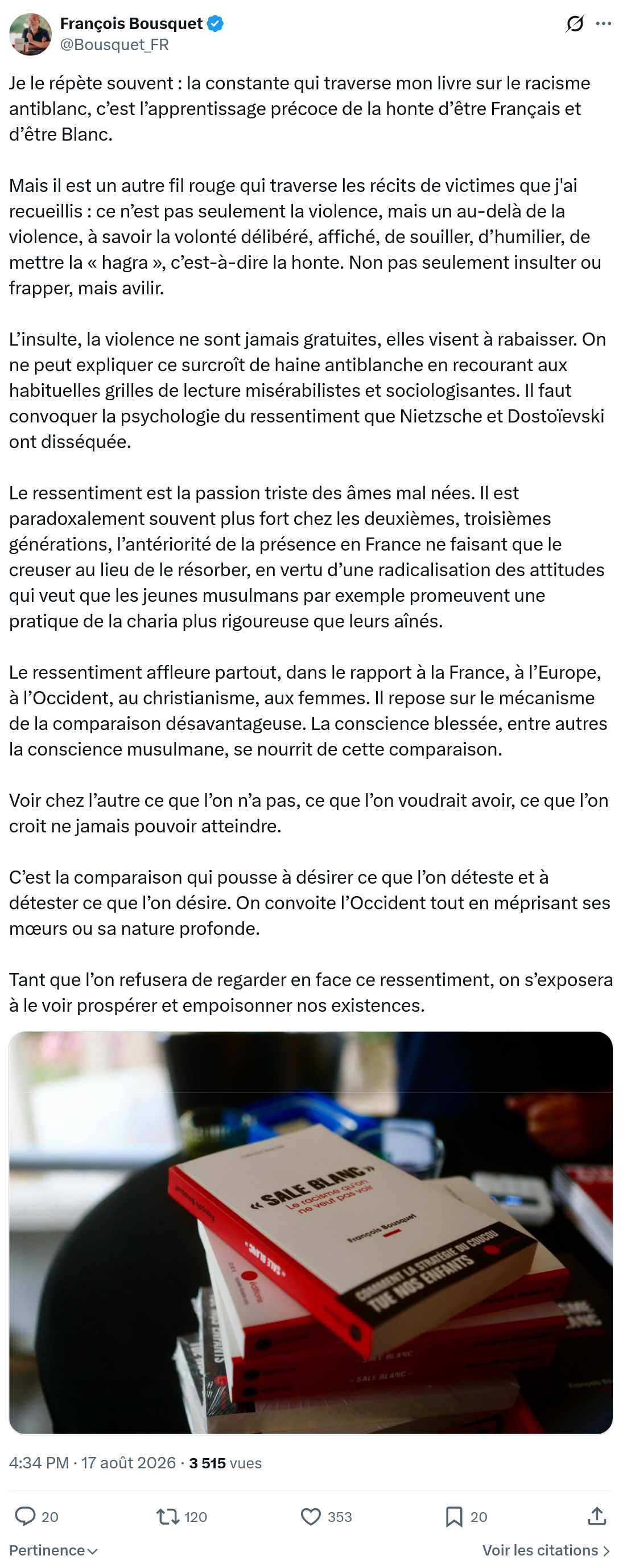 François Bousquet: Je le répète souvent...