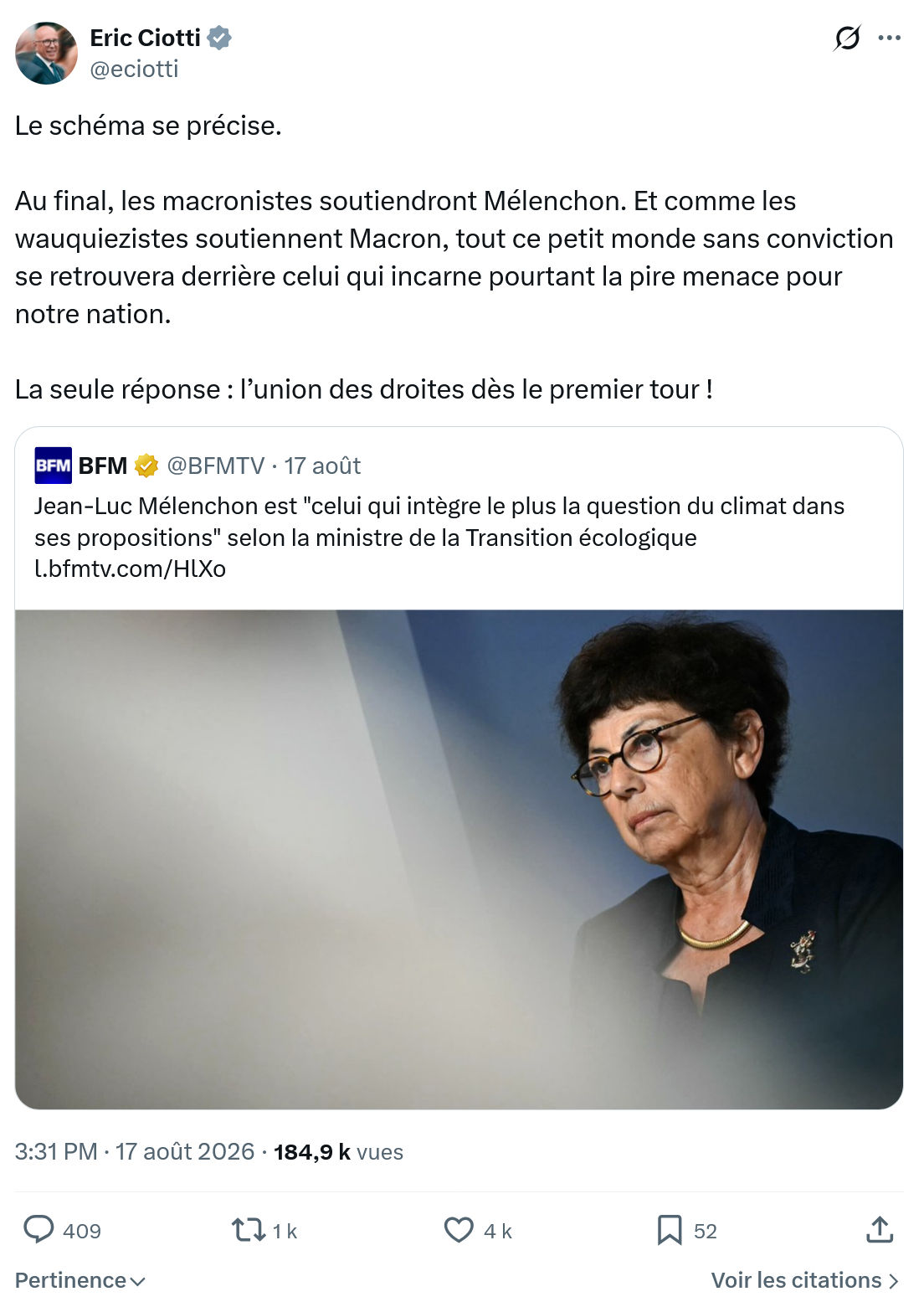 Éric Ciotti: Le schéma se précise...