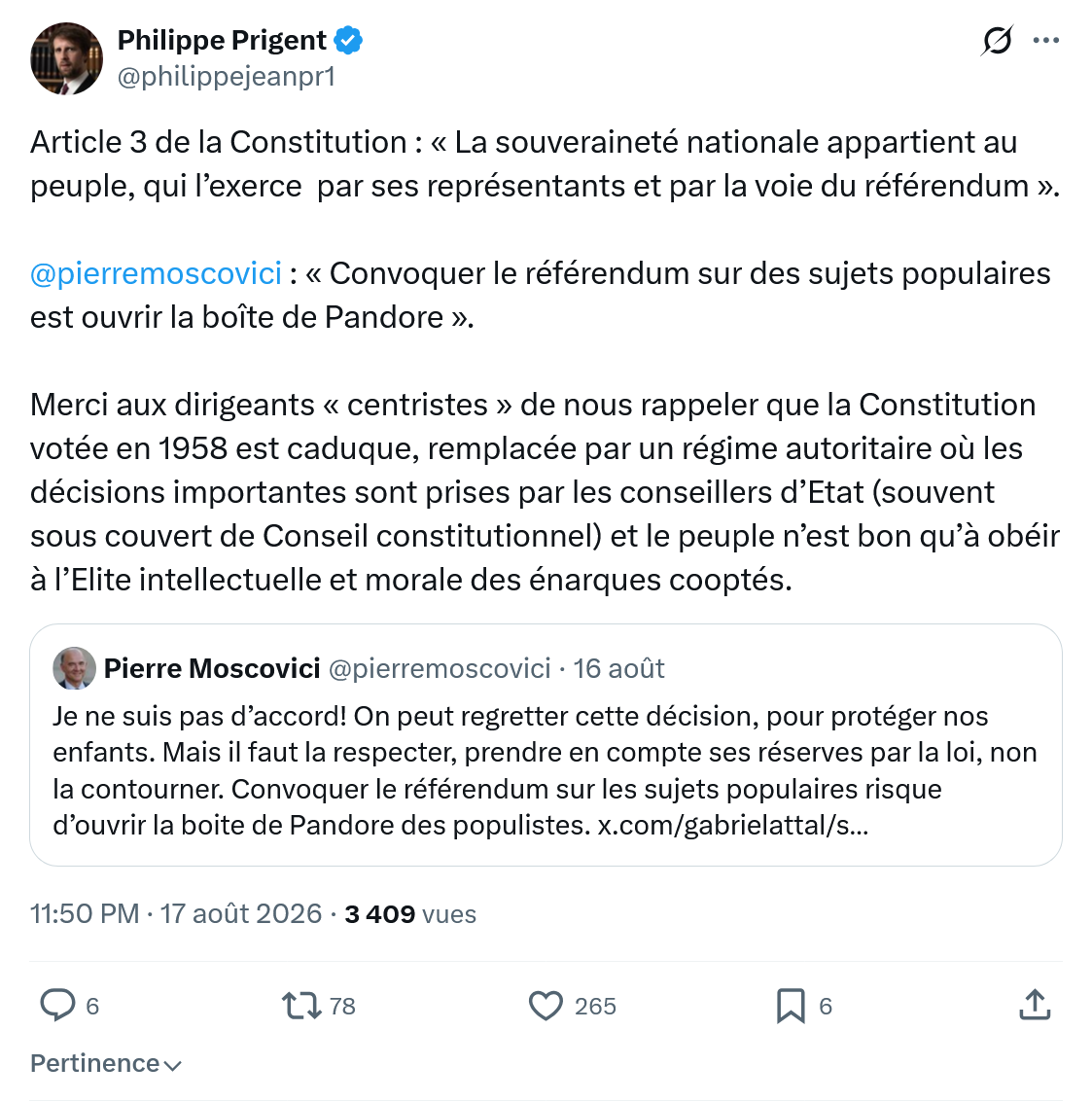 Philippe Prigent: Article 3 de la Constitution...