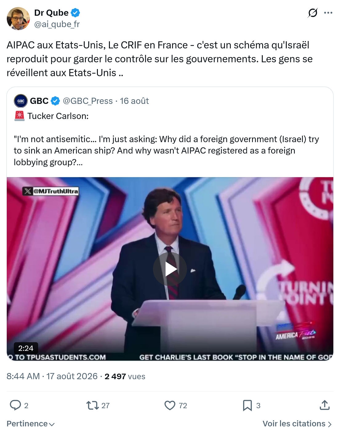 Dr Qube: AIPAC aux Etats-Unis...