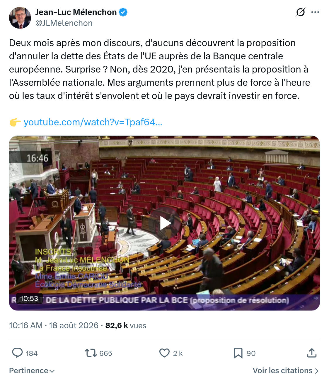 Jean-Luc Mélenchon: Deux mois après mon discours...
