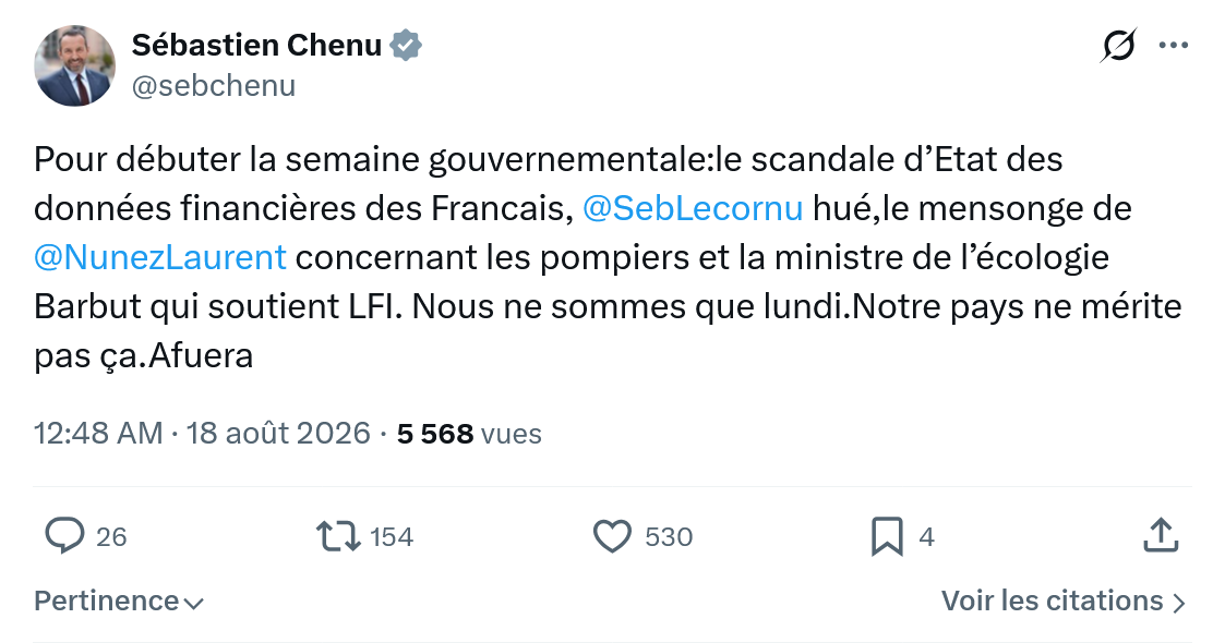 Sébastien Chenu: Pour débuter la semaine...