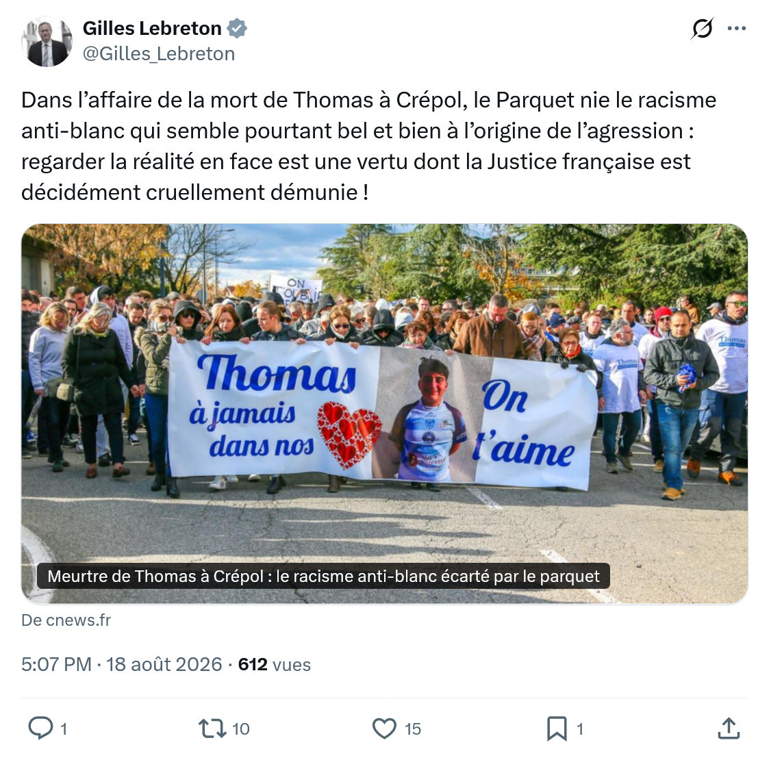 Gilles Lebreton: Dans l’affaire de la mort...