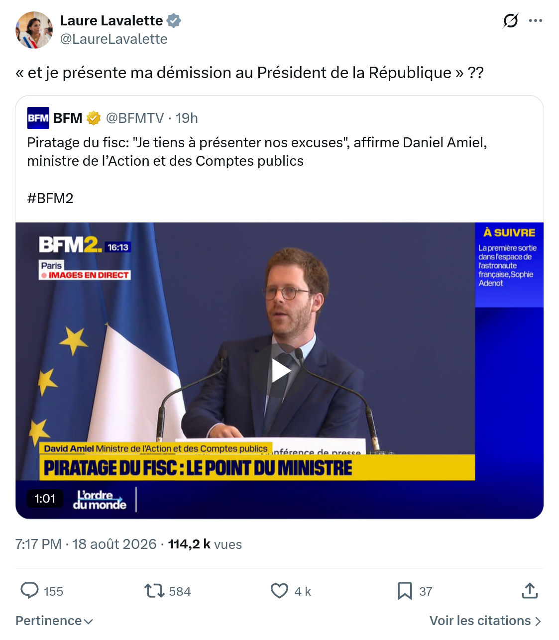 Laure Lavalette: et je présente ma démission...