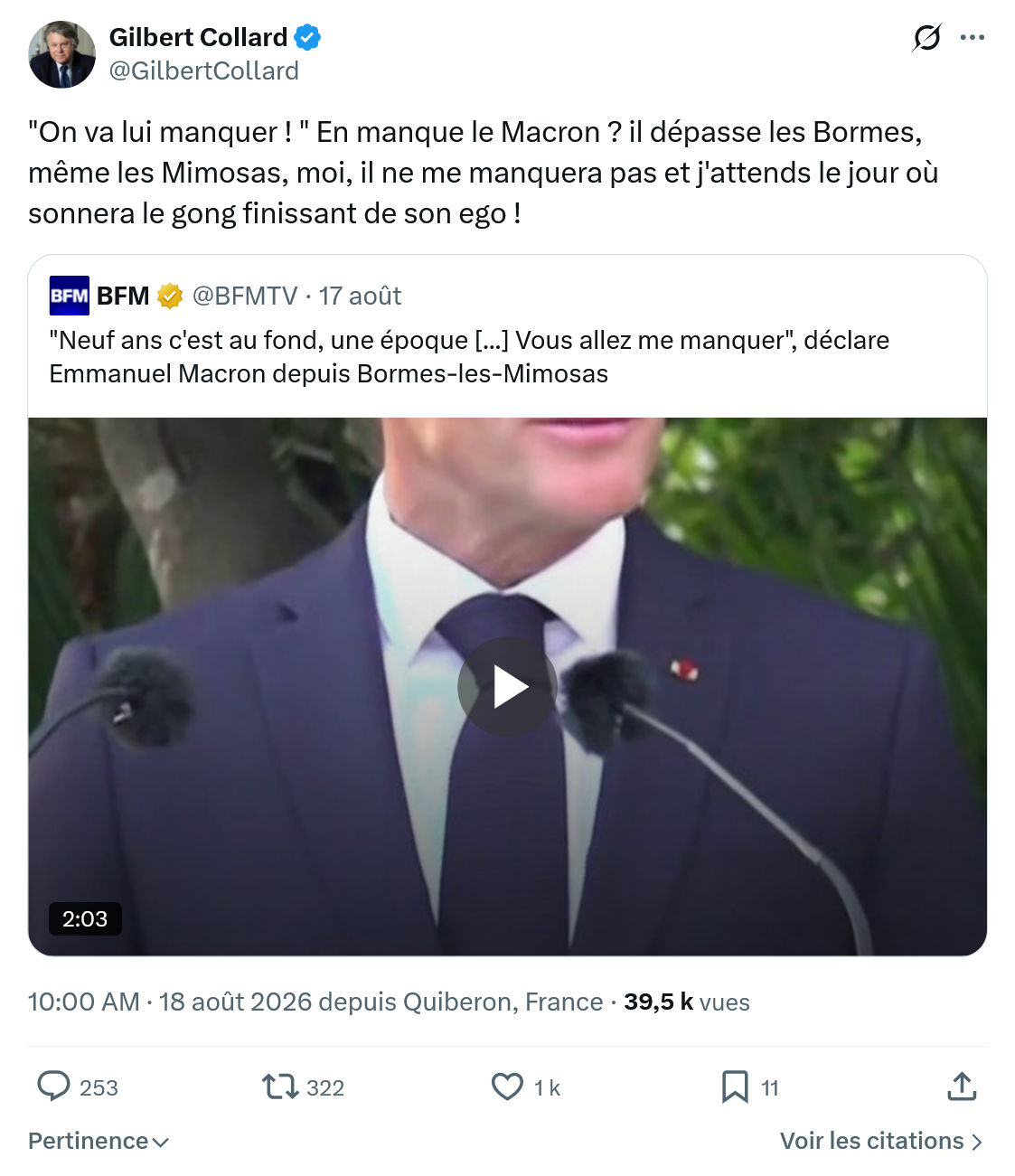 Gilbert Collard: "On va lui manquer ! "...