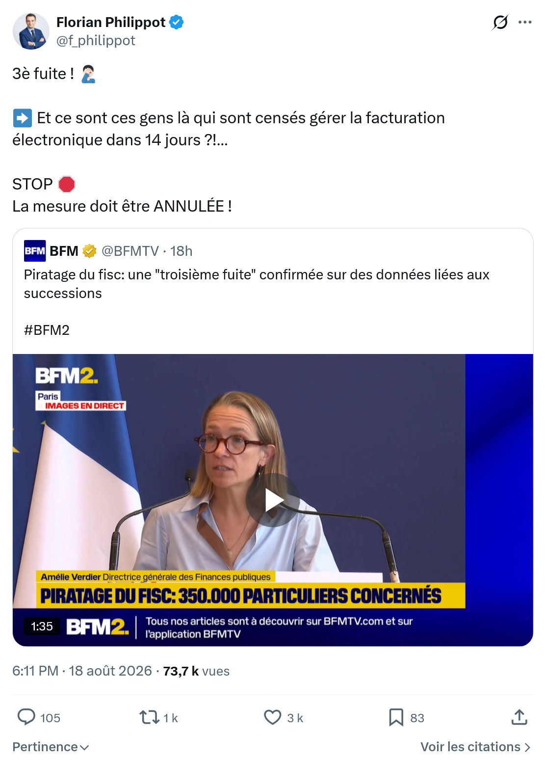 Florian Philippot: 3è fuite...