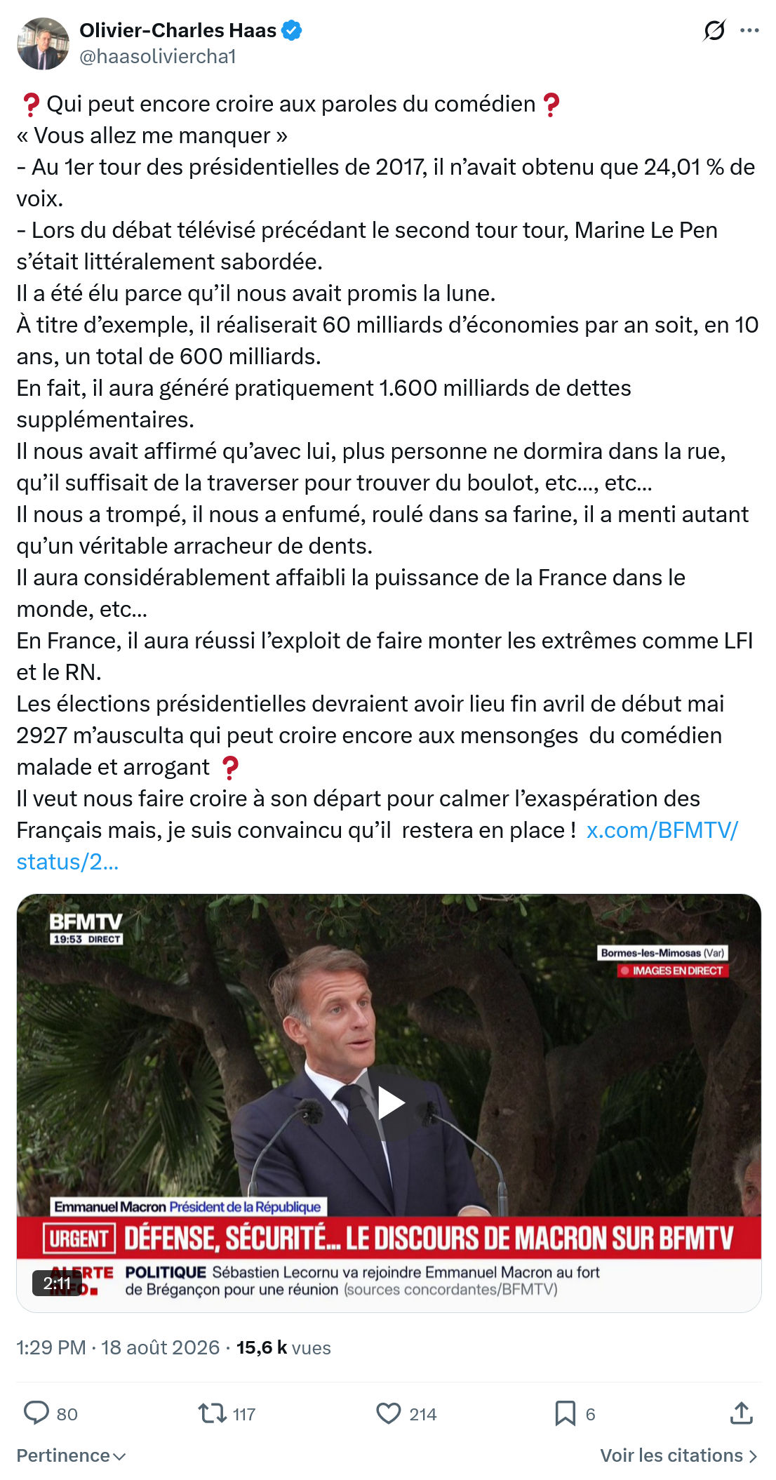 Olivier-Charles Haas: Qui peut encore croire...