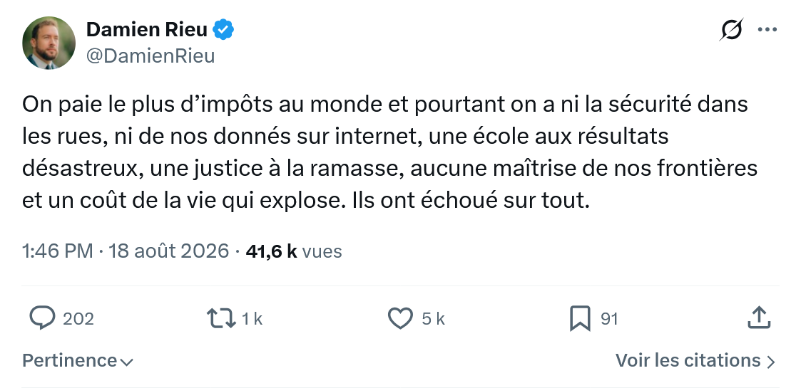 Damien Rieu: On paie le plus d’impôts...
