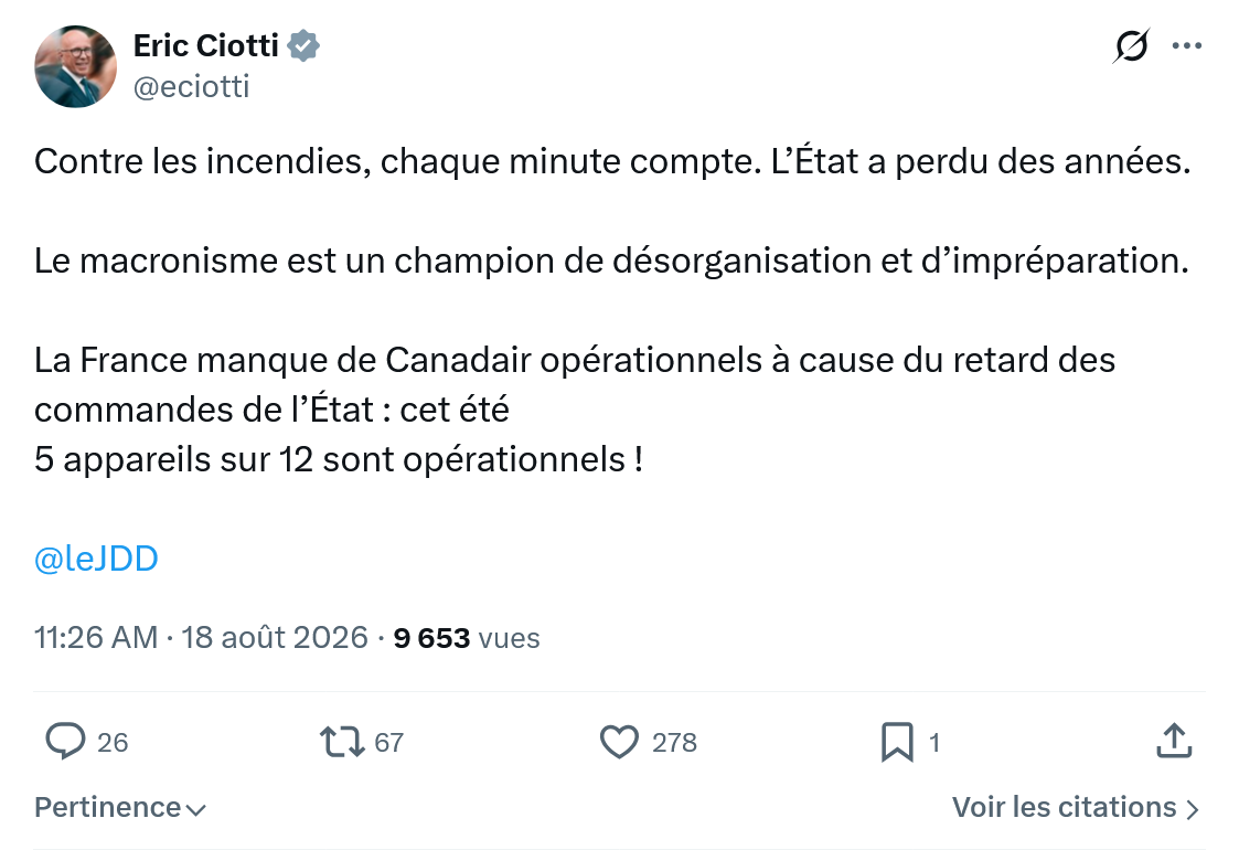 Éric Ciotti: Contre les incendies...
