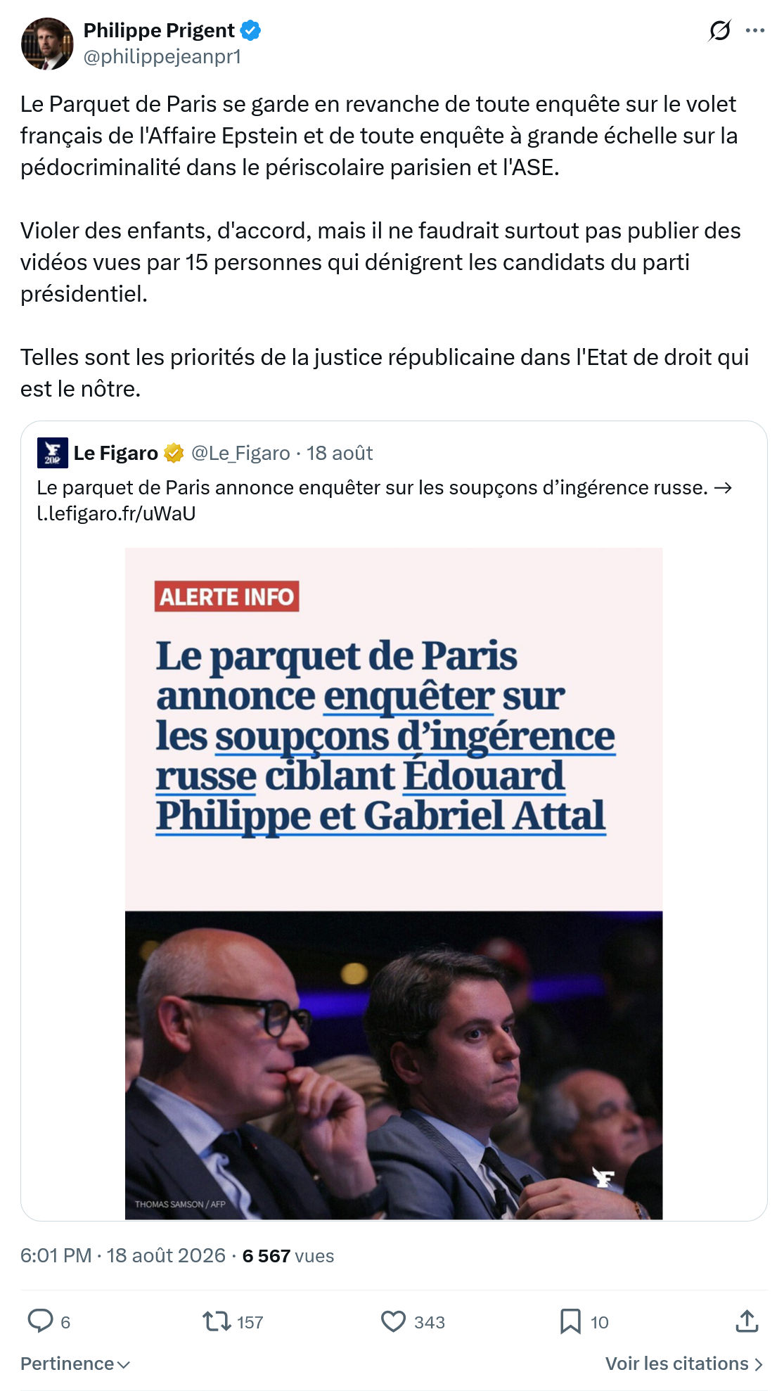 Philippe Prigent: Le Parquet de Paris se garde...