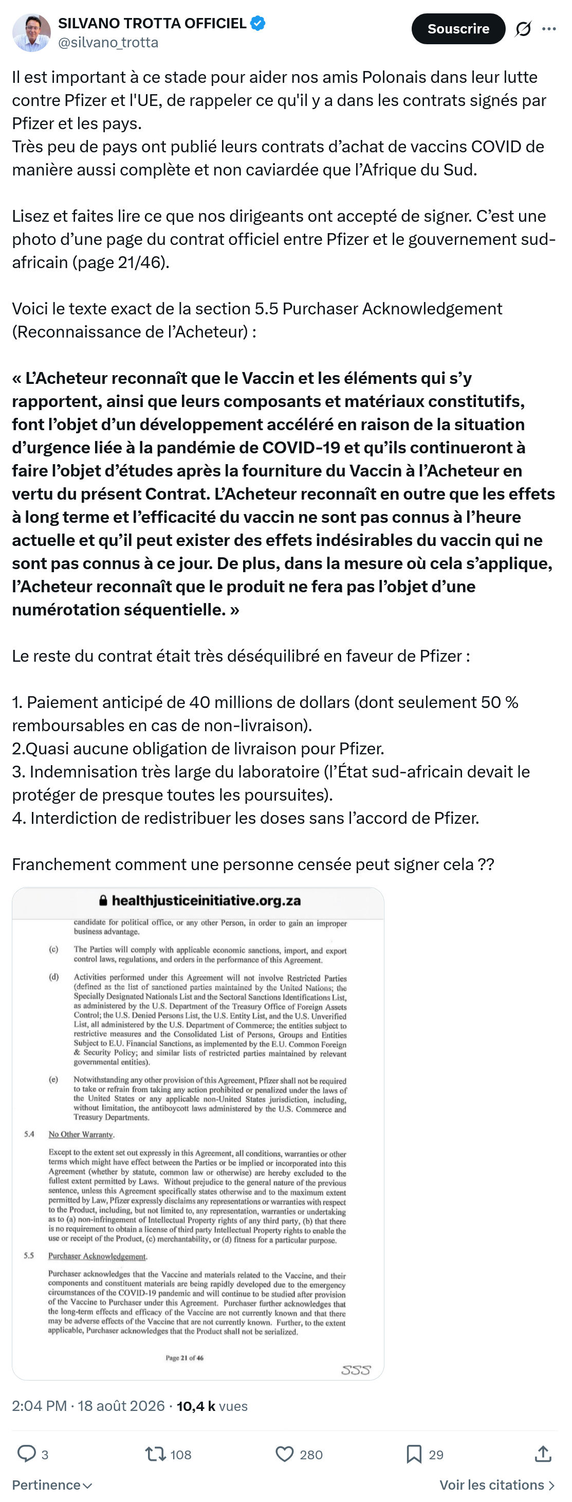Silvano Trotta: Il est important à ce stade pour...