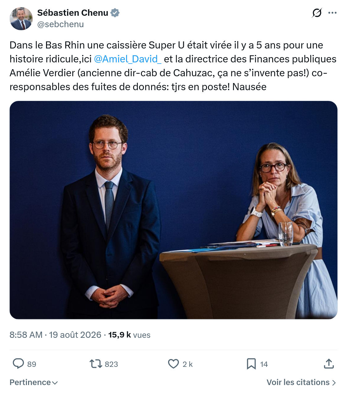 Sébastien Chenu: Dans le Bas Rhin une caissière...