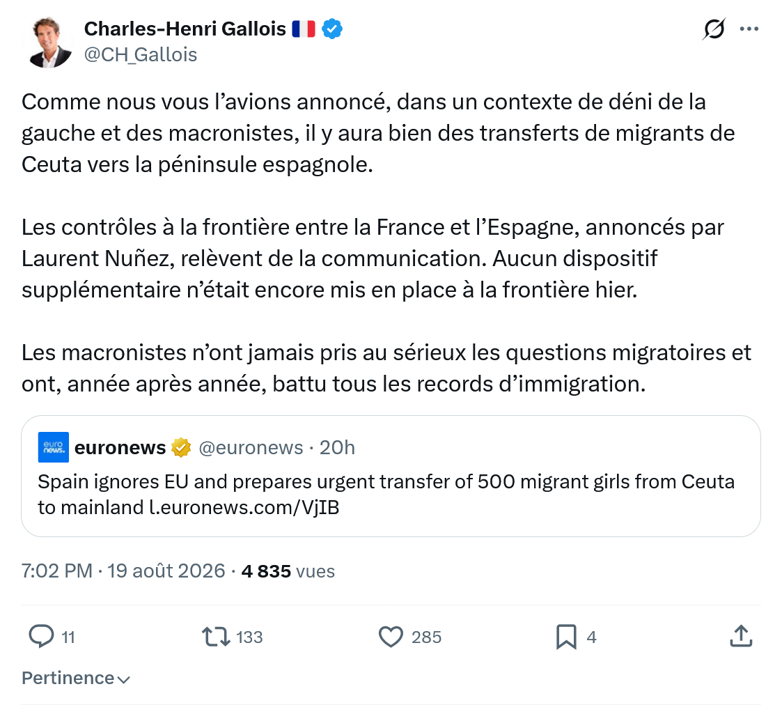 Charles-Henri Gallois: Comme nous vous l’avions annoncé...