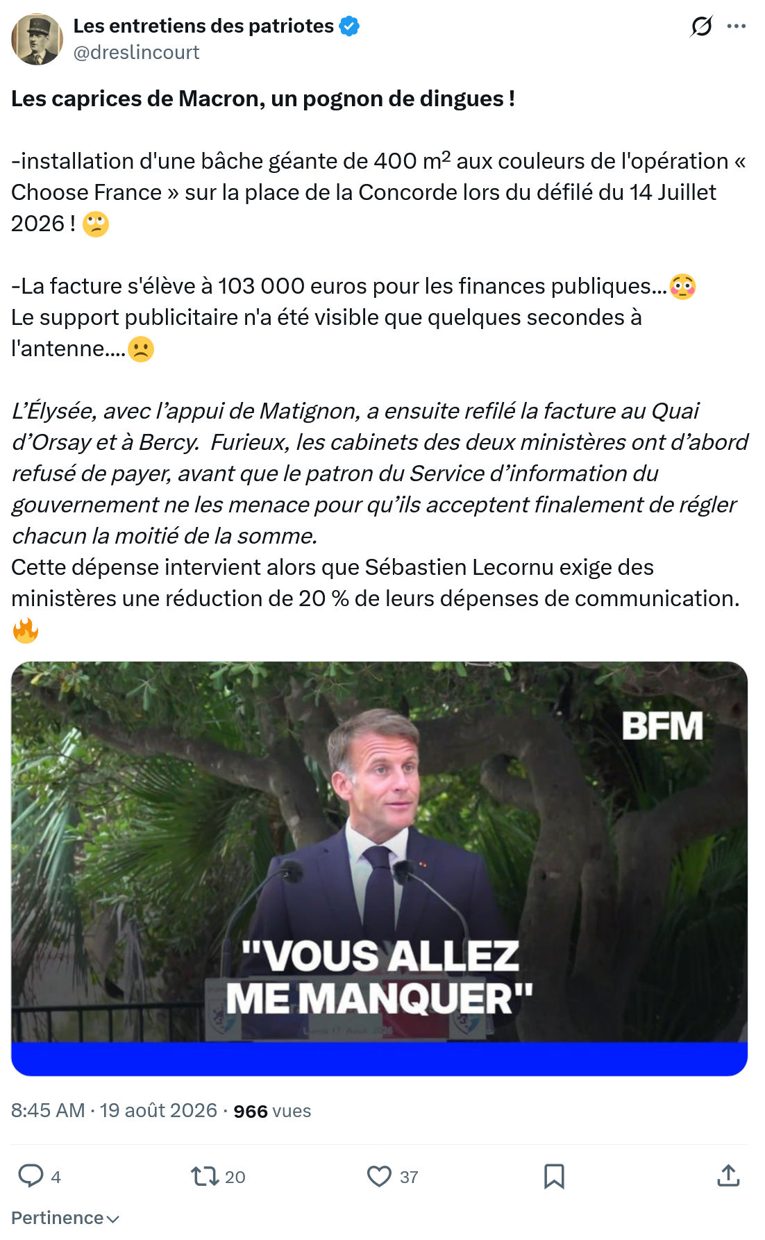 Marquis de Dreslincourt: Les caprices de Macron...