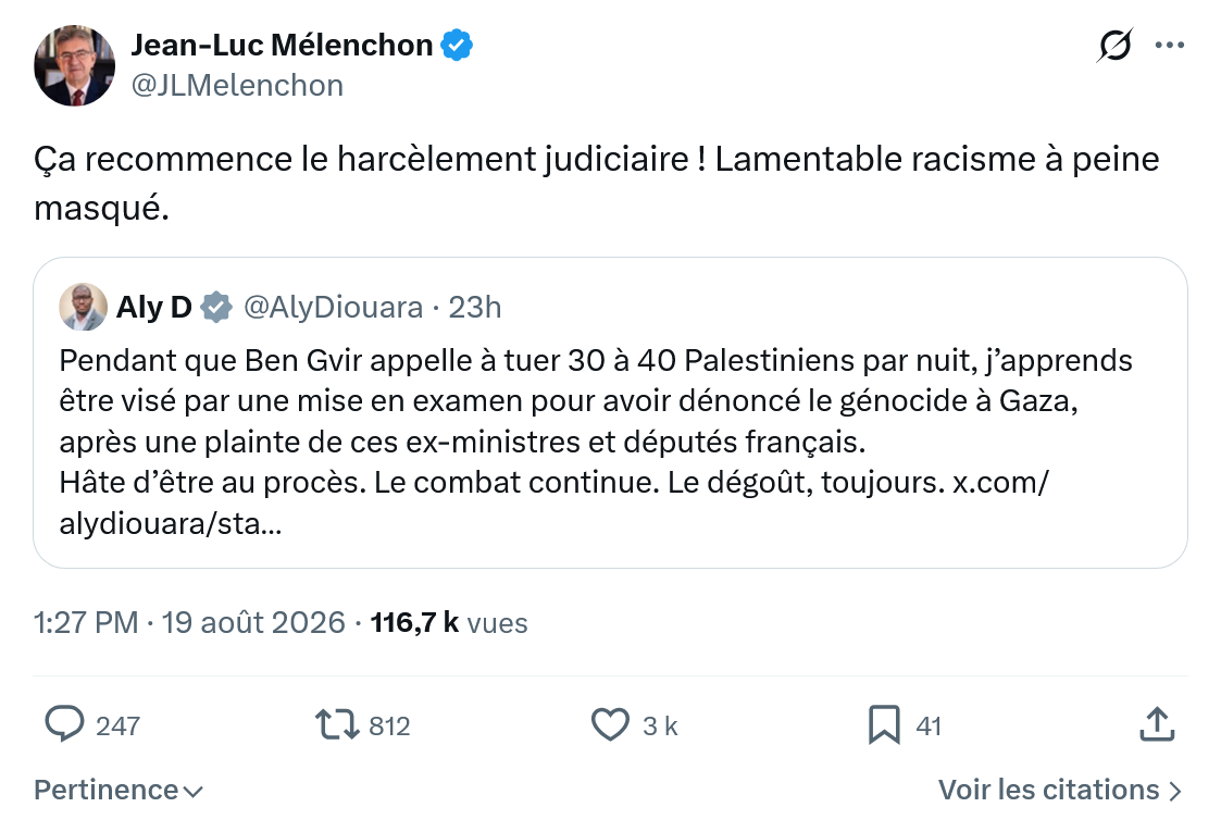 Jean-Luc Mélenchon: Ça recommence le harcèlement...