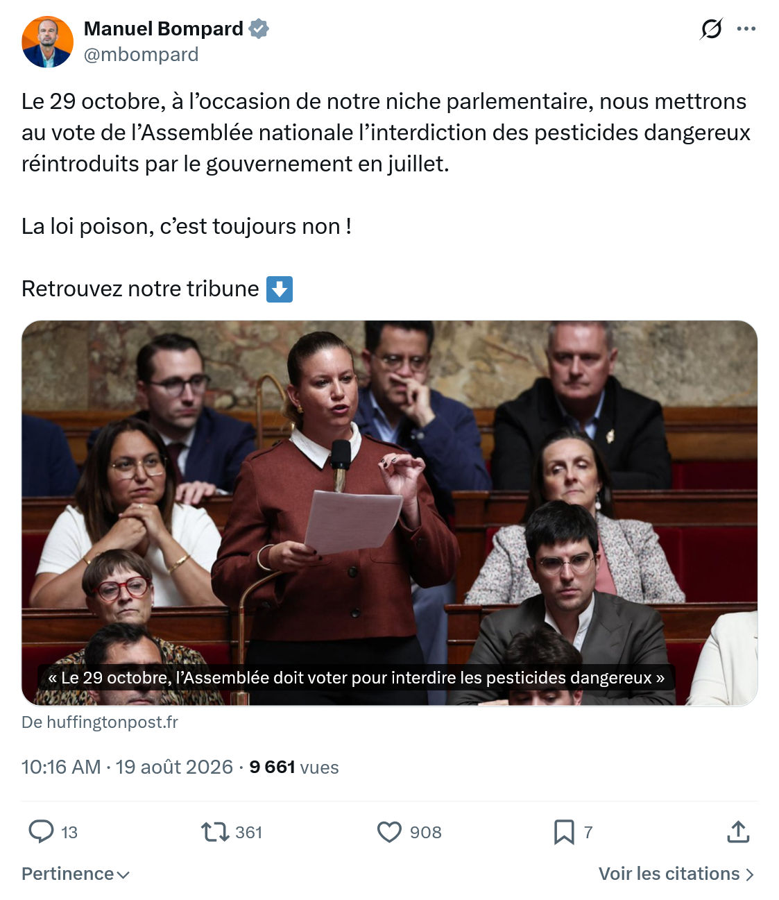 Manuel Bompard: Le 29 octobre, à l’occasion...