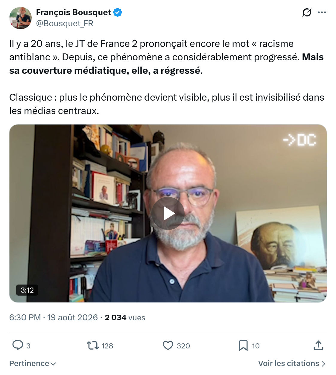 François Bousquet: Il y a 20 ans, le JT de France 2 prononçait...