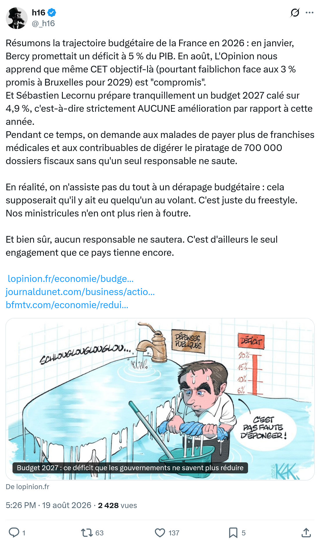 h16: Résumons la trajectoire budgétaire...