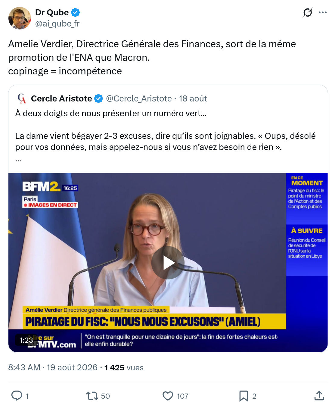Dr Qube: Amelie Verdier, Directrice Générale des Finances...
