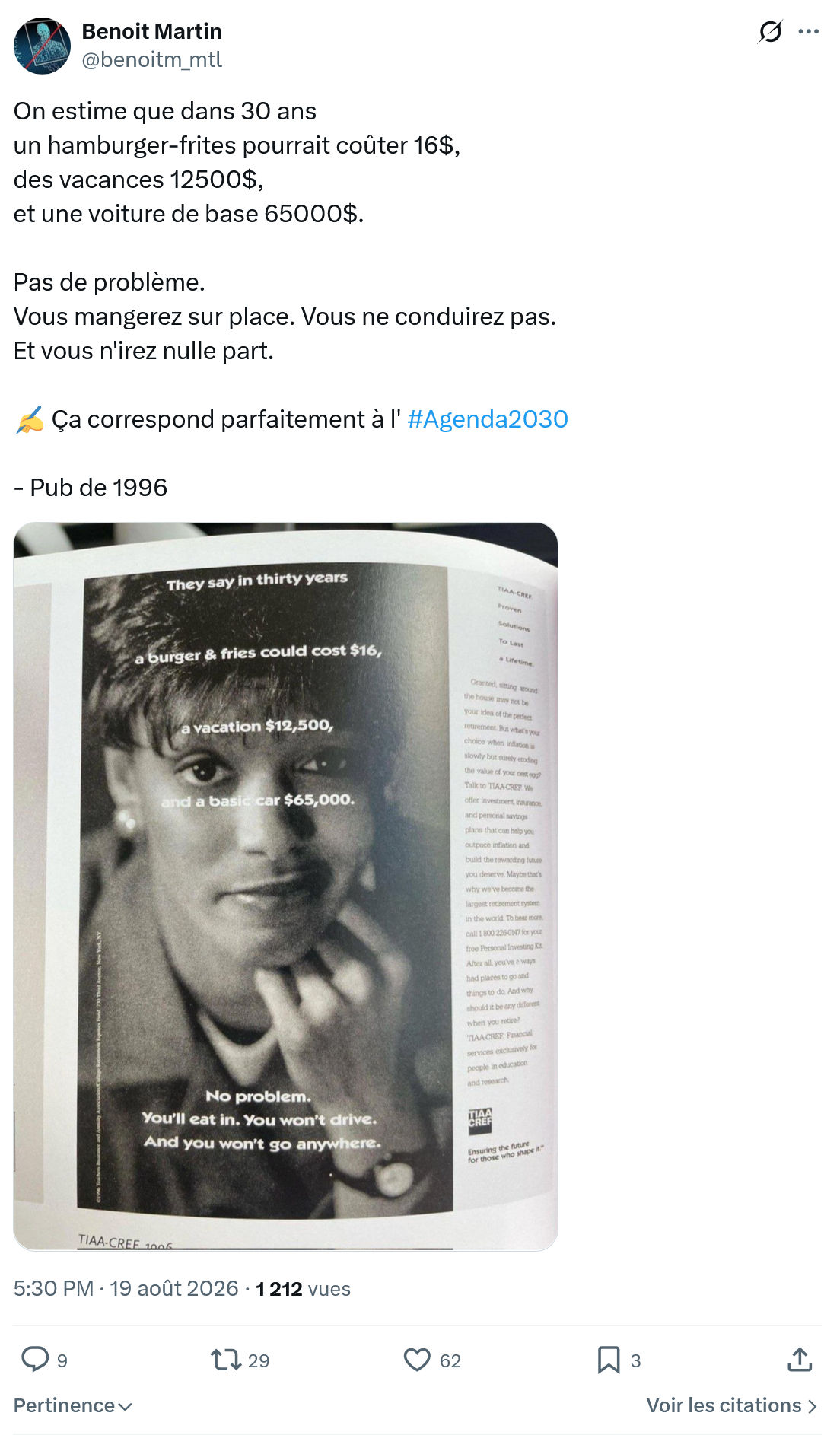 Benoît Martin: On estime que dans 30 ans...