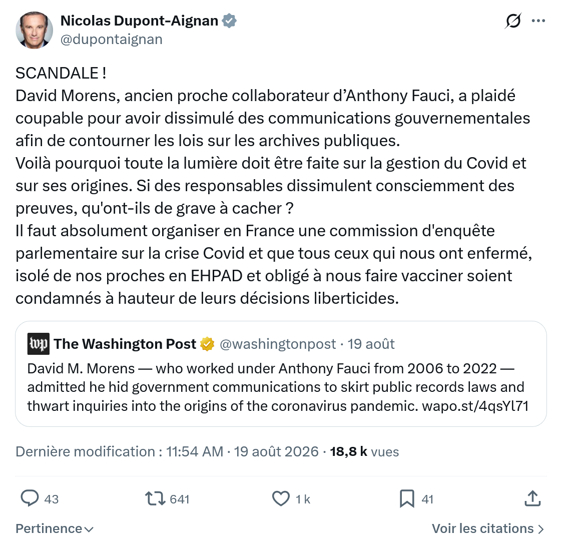 Nicolas Dupont-Aignan: David Morens, ancien proche collaborateur...