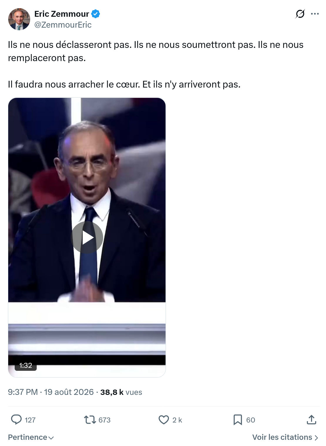 Eric Zemmour: Ils ne nous déclasseront pas...