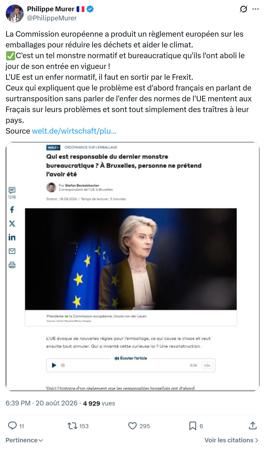 Philippe Murer: La Commission européenne a produit...