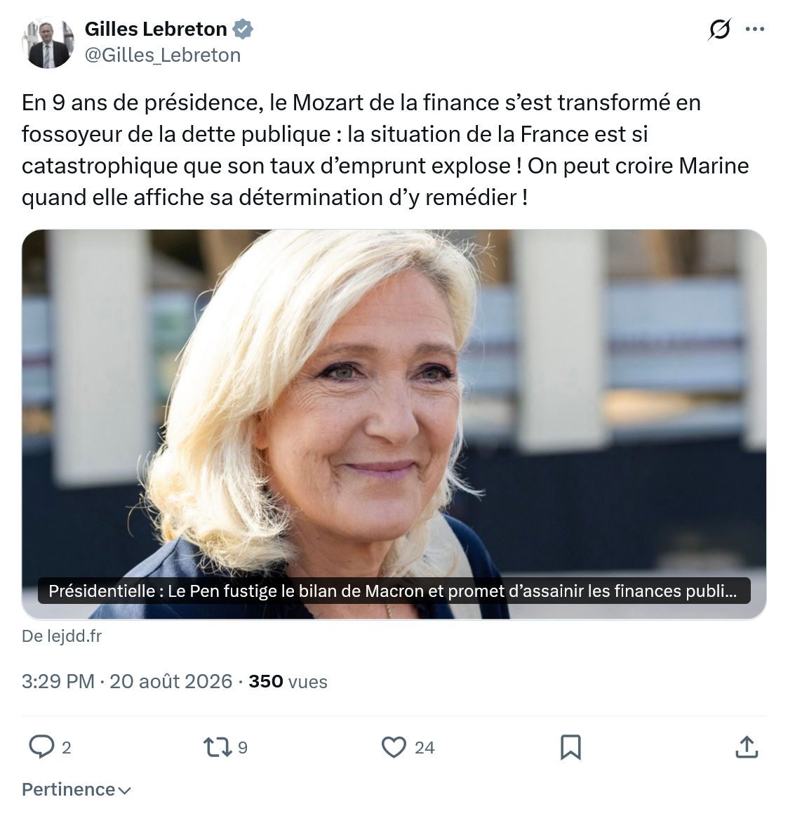 Gilles Lebreton: En 9 ans de présidence...