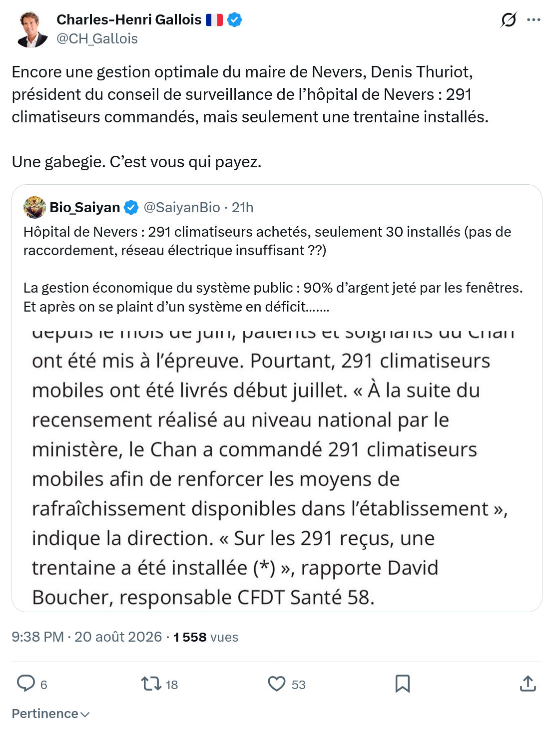 Charles-Henri Gallois: Encore une gestion optimale...