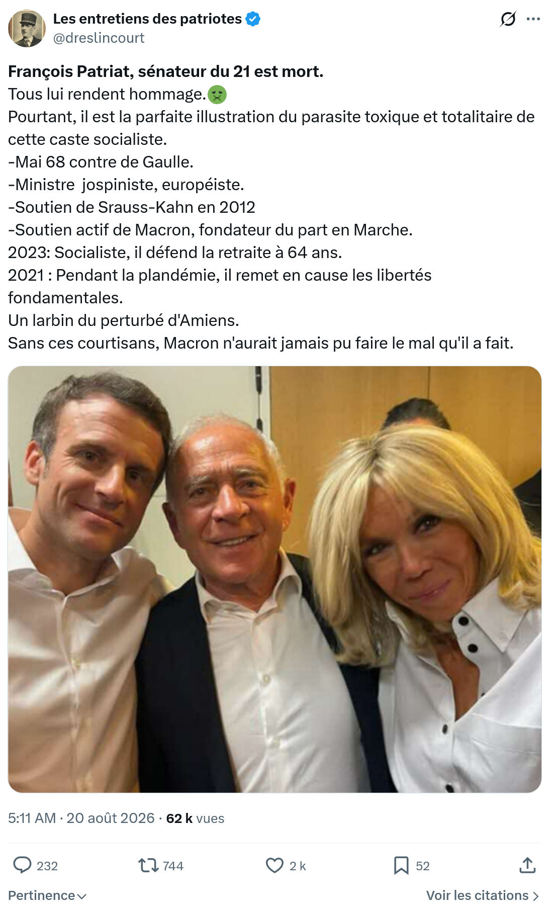 Marquis de Dreslincourt: François Patriat, sénateur du 21 est mort...