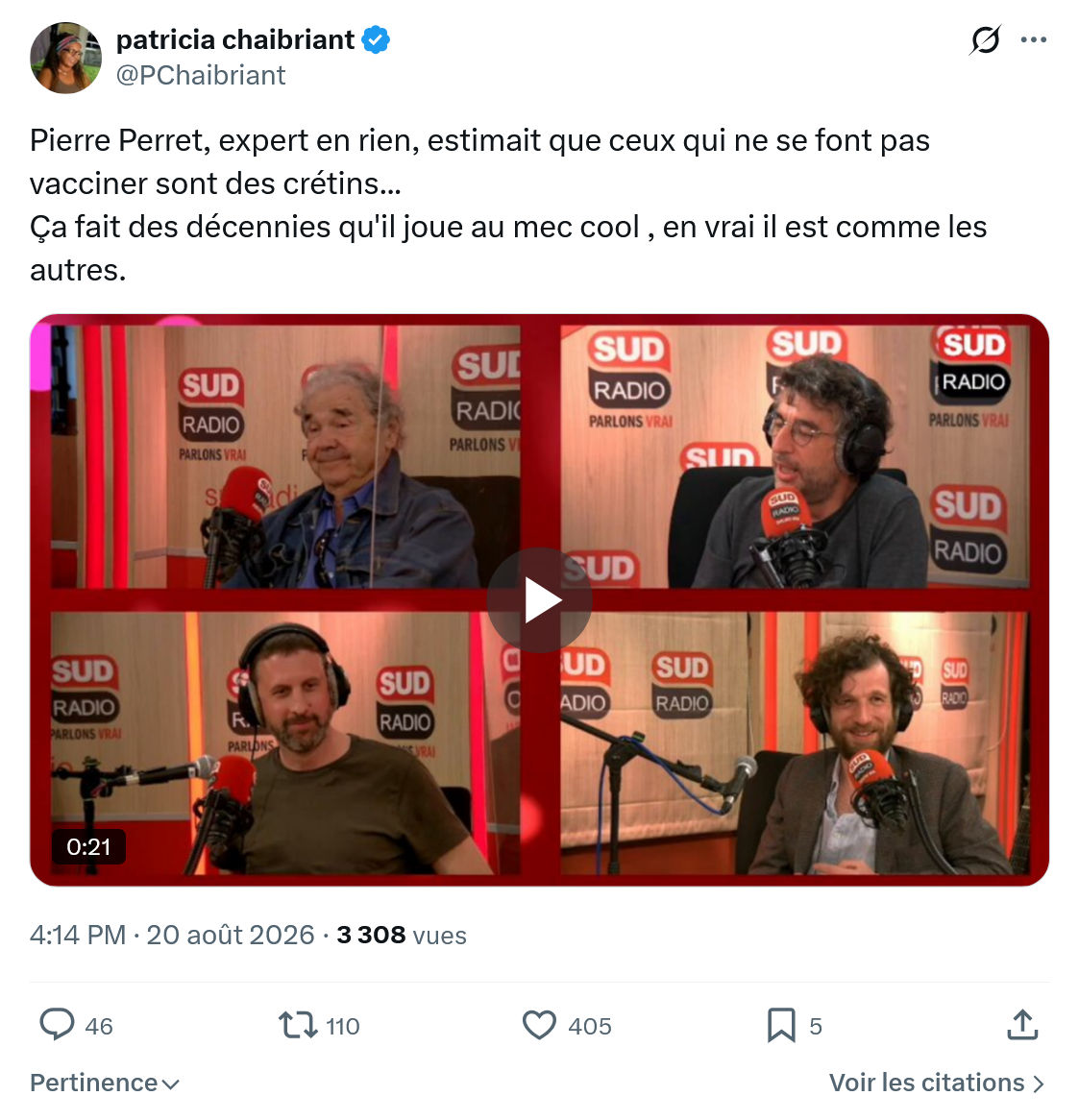 Patricia Chaibriant: Pierre Perret, expert en rien...