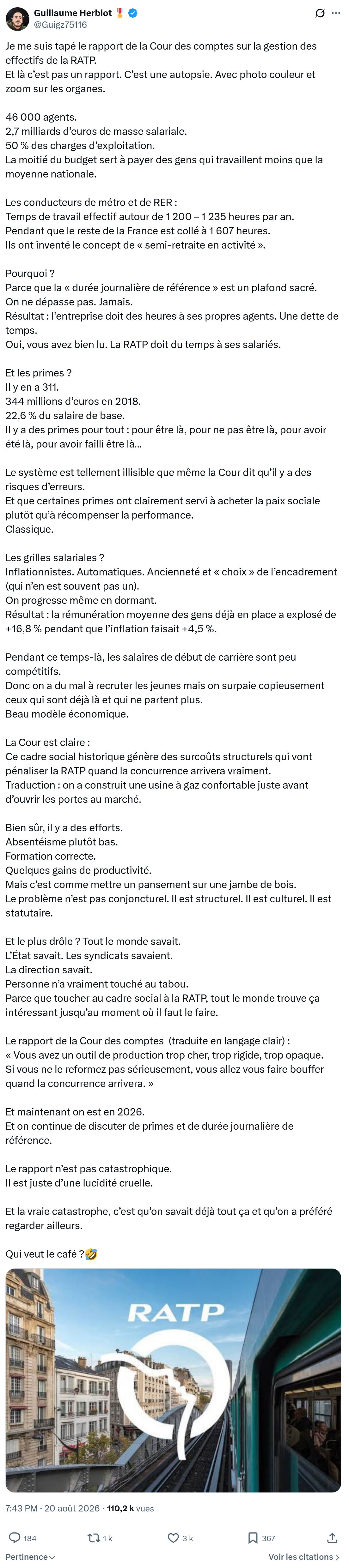 Guillaume Herblot: Je me suis tapé le rapport...