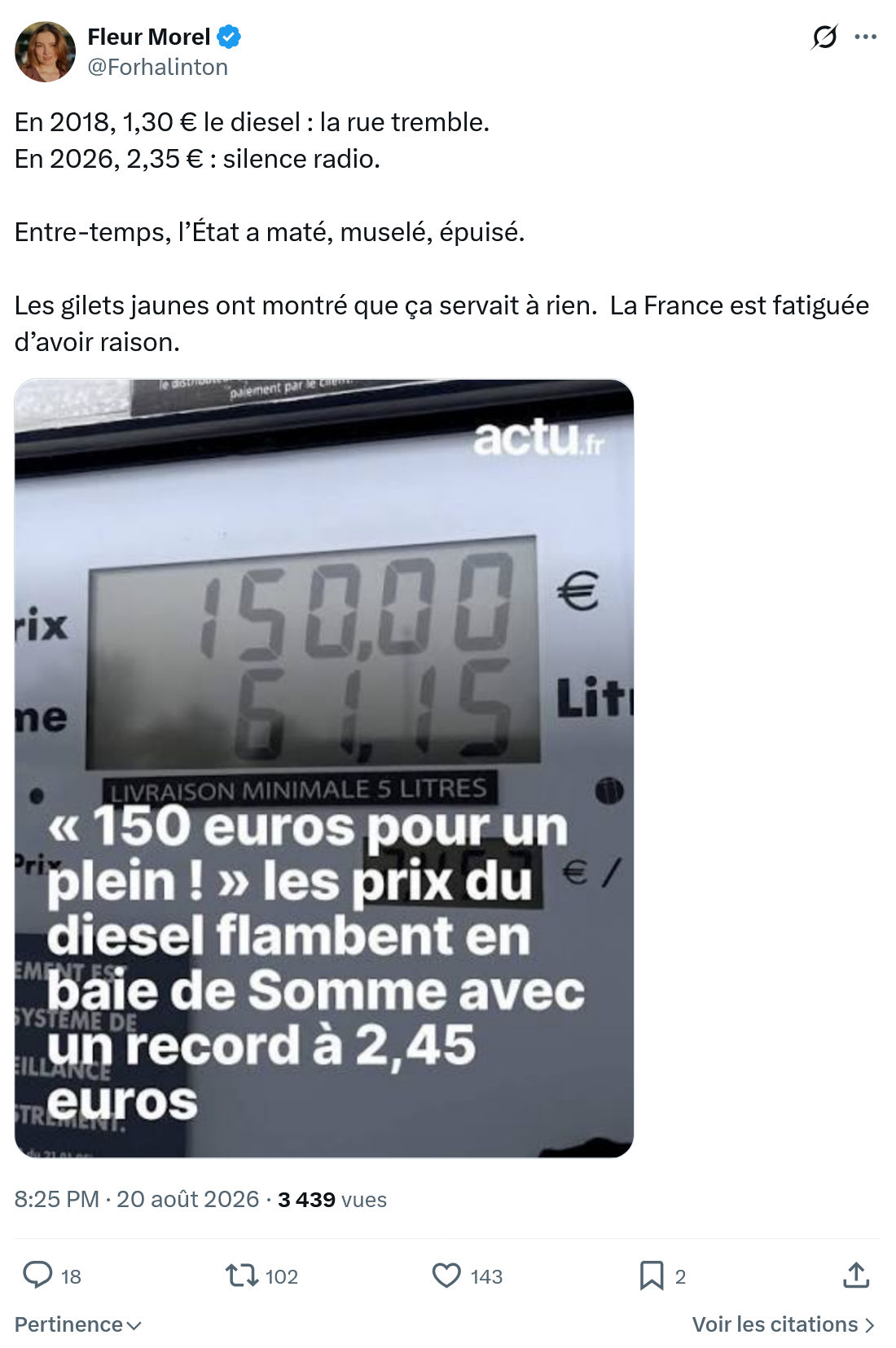 Fleur Morel: Entre-temps, l’État a maté...